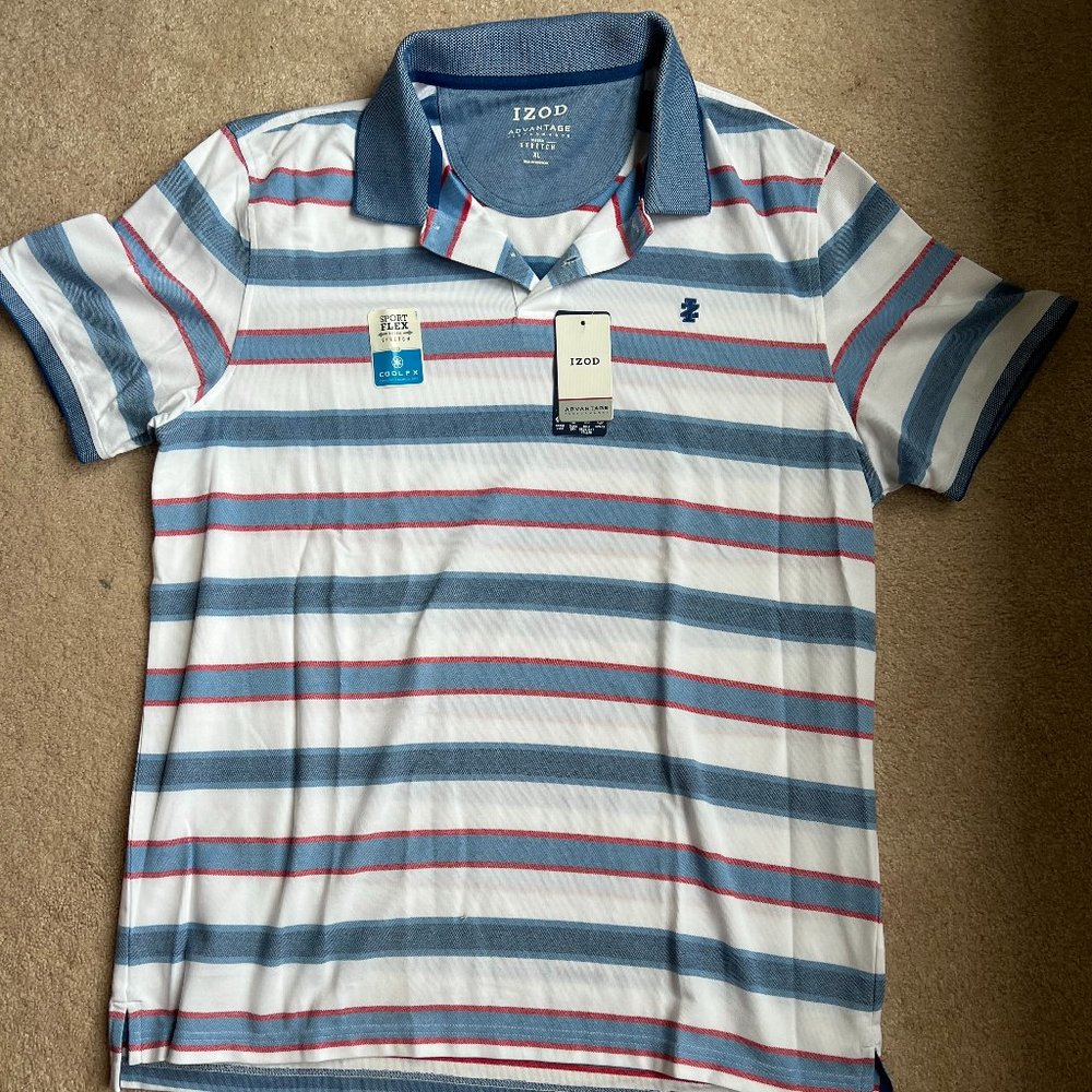 Izod polo shirt size XL red/white/blue